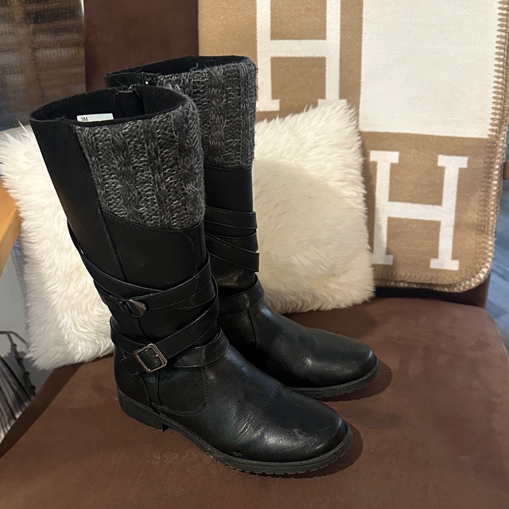 Rachel Shoes Black and Gray Kids Boots
